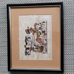Framed papyrus pharaoh painting